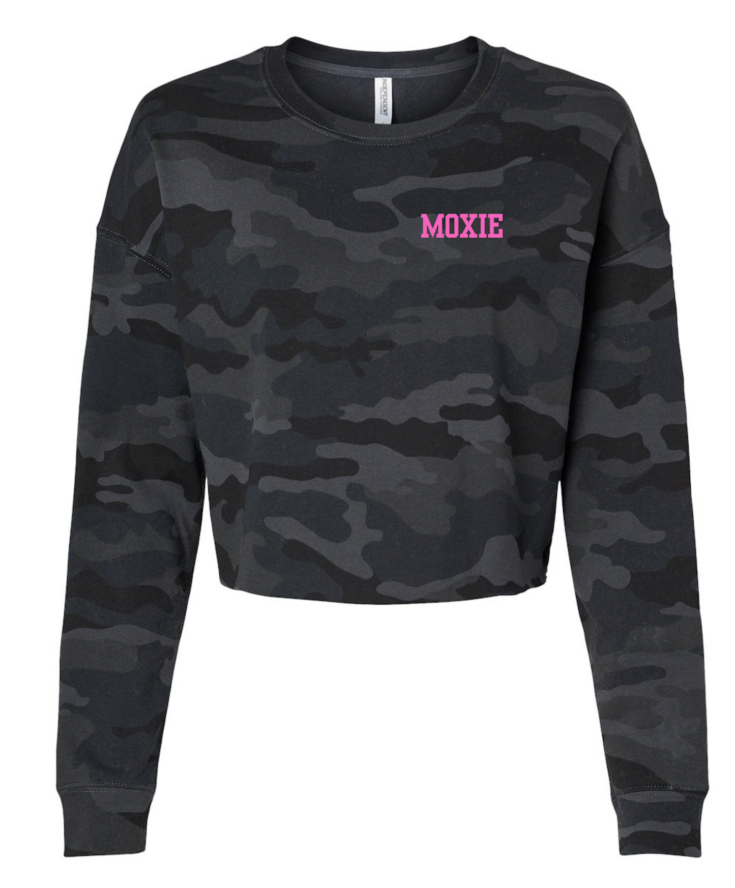 Moxie Women's Lightweight Crop Crewneck Sweatshirt - Black Camo