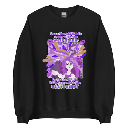Weird Hair Attitude Purple - Unisex Sweatshirt