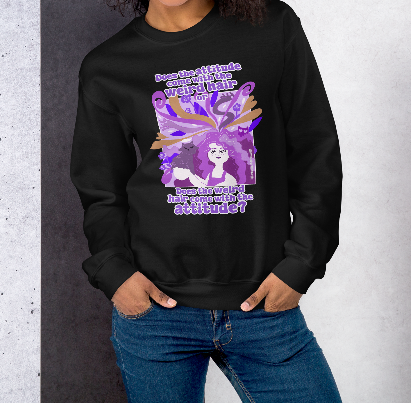 Weird Hair Attitude Purple - Unisex Sweatshirt