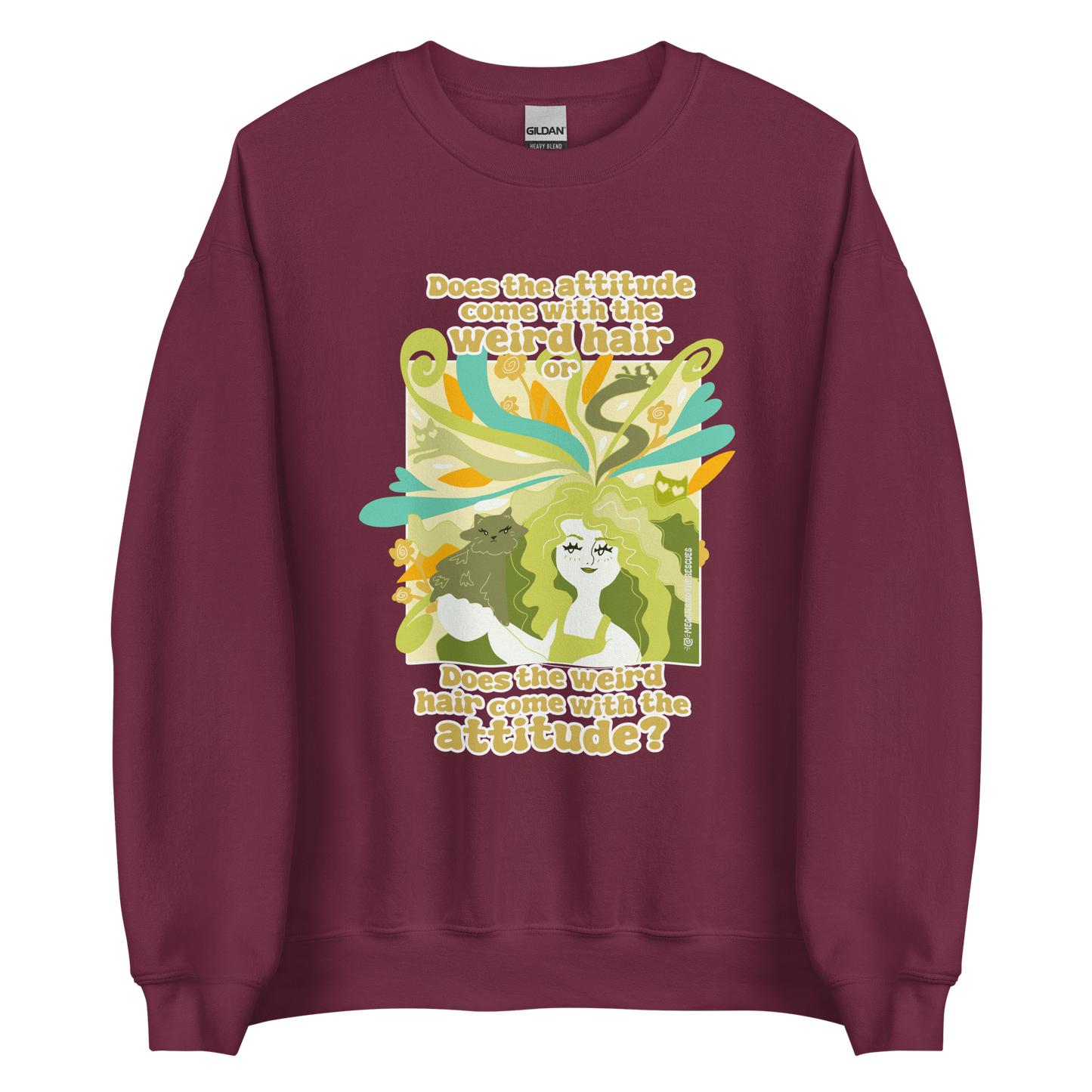 Weird Hair Attitude Green - Unisex Sweatshirt