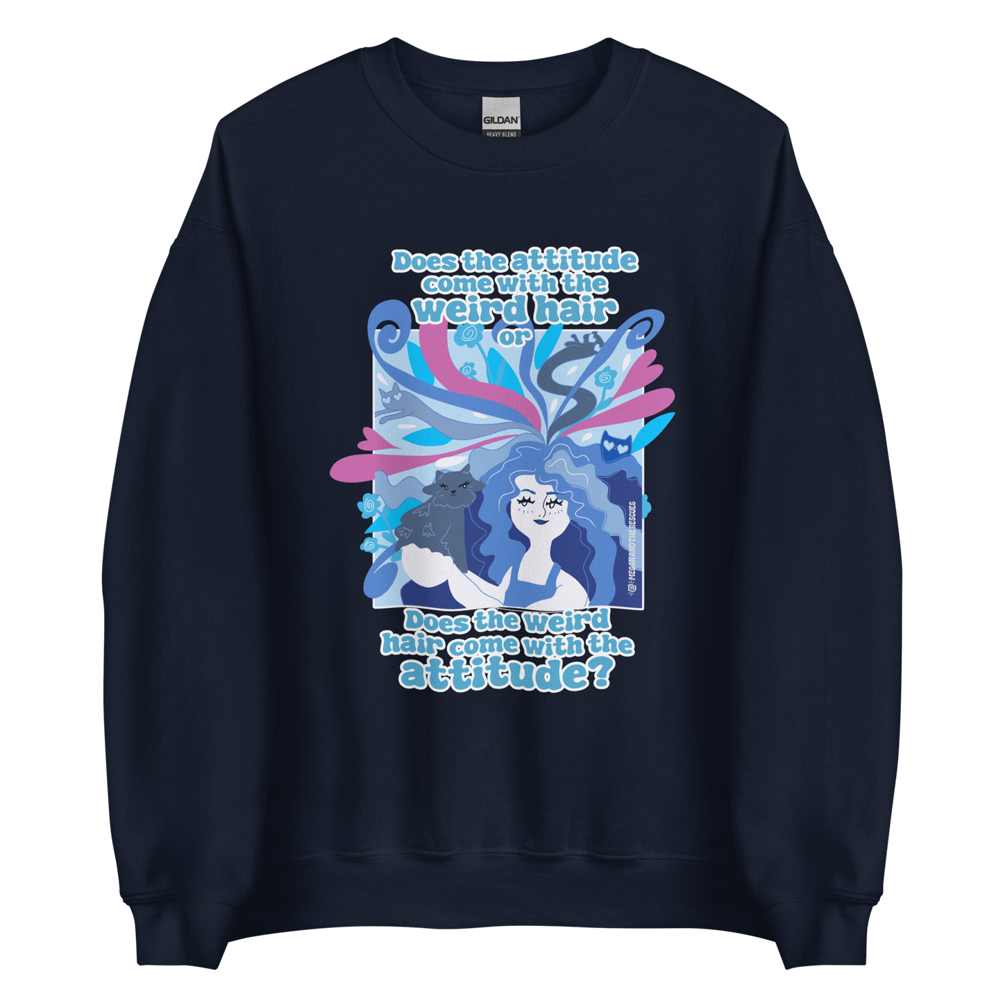 Weird Hair Attitude Blue - Unisex Sweatshirt