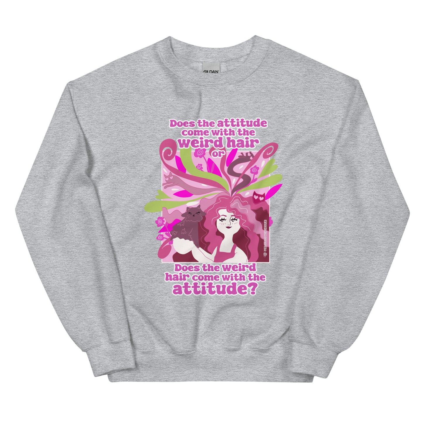 Weird Hair Attitude Pink - Unisex Sweatshirt