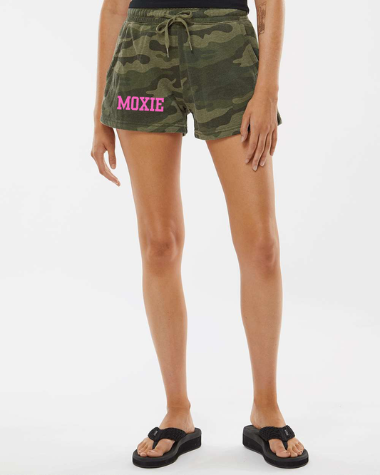 Moxie Women’S Lightweight California Wave Wash Fleece Shorts- Forest Heather Camo